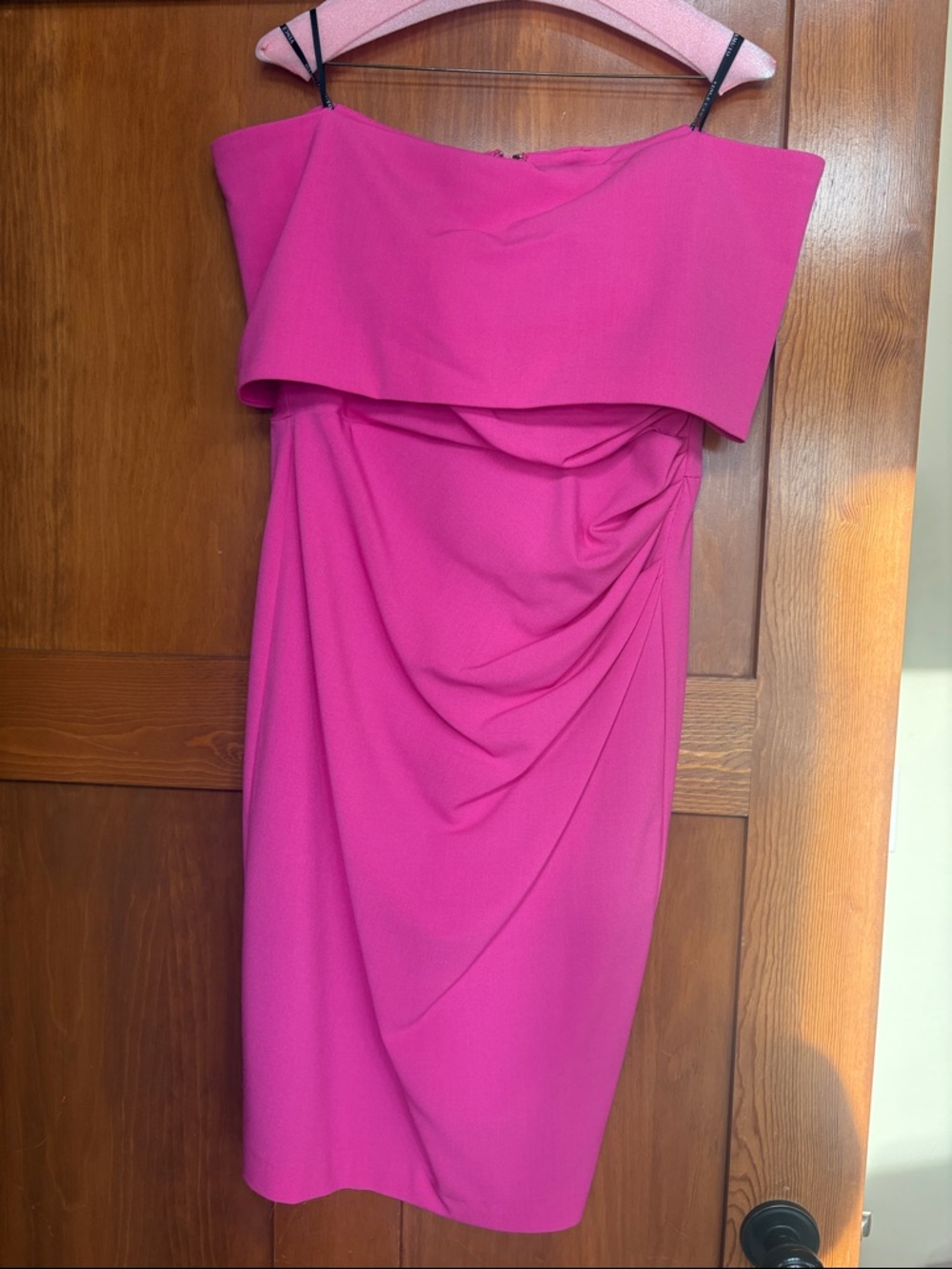 Vince Camuto Strapless Fuchsia Ruched Midi Dress